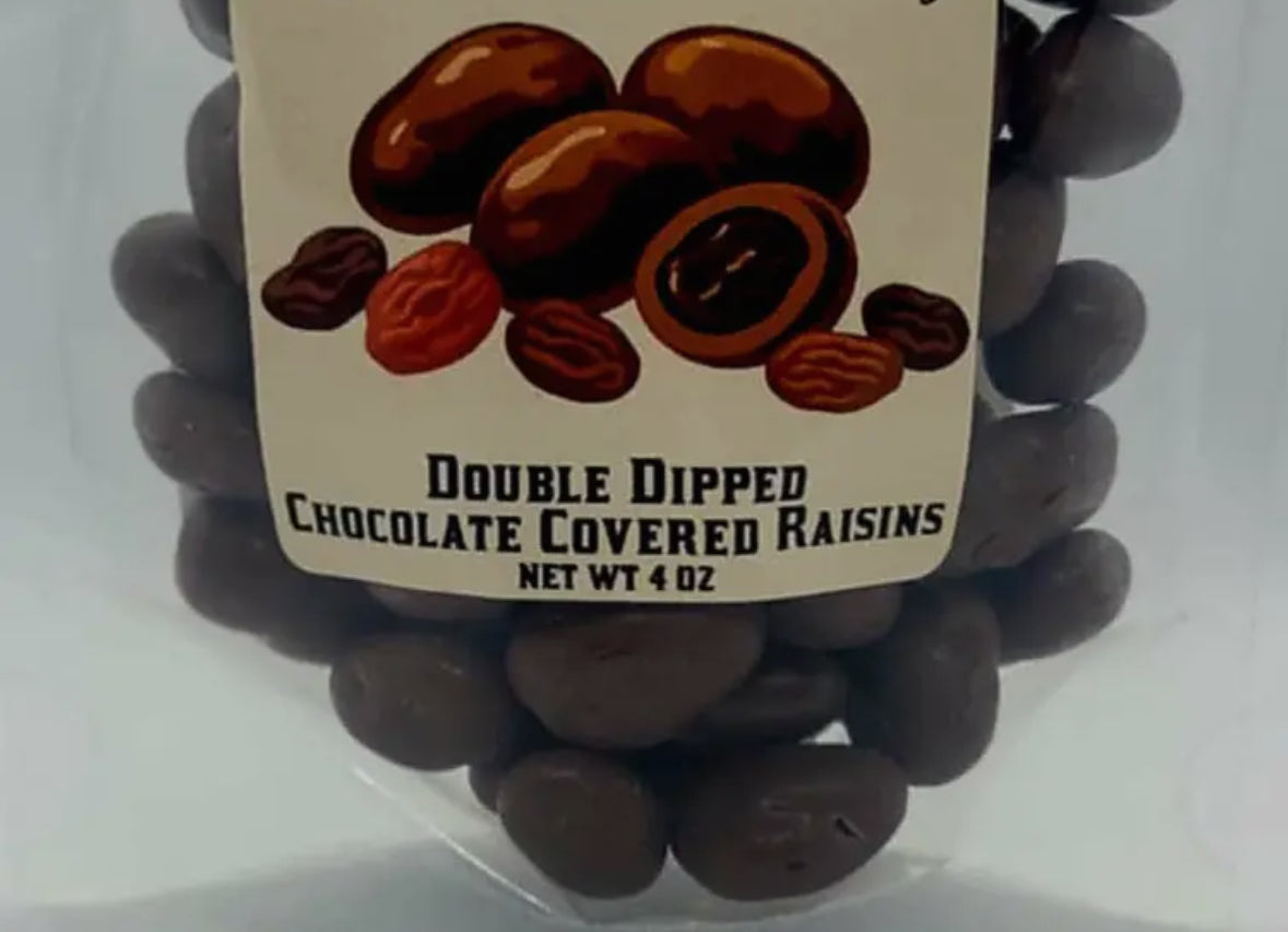 DOUBLE DIPPED
CHOCOLATE COVERED RAISINS