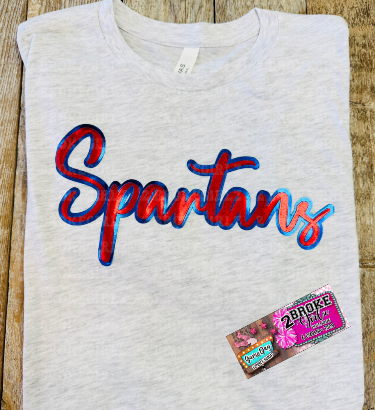 Custom Red & Blue Metallic Puff Tee