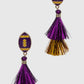 Interception Football Shaped Tassel Post Earrings