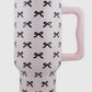 Black & Pink Mini Coquette Bows 38 oz Tumbler W Handle