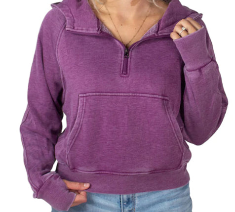 Half Zip Wash Hoodie
