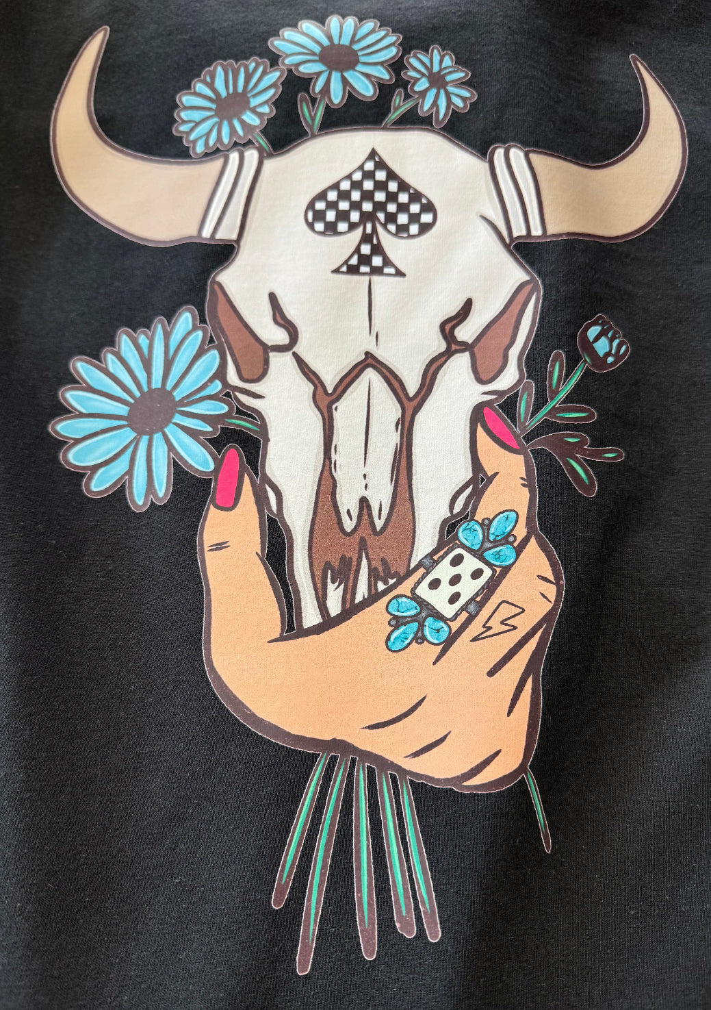 DTF Flower Skull Transfer