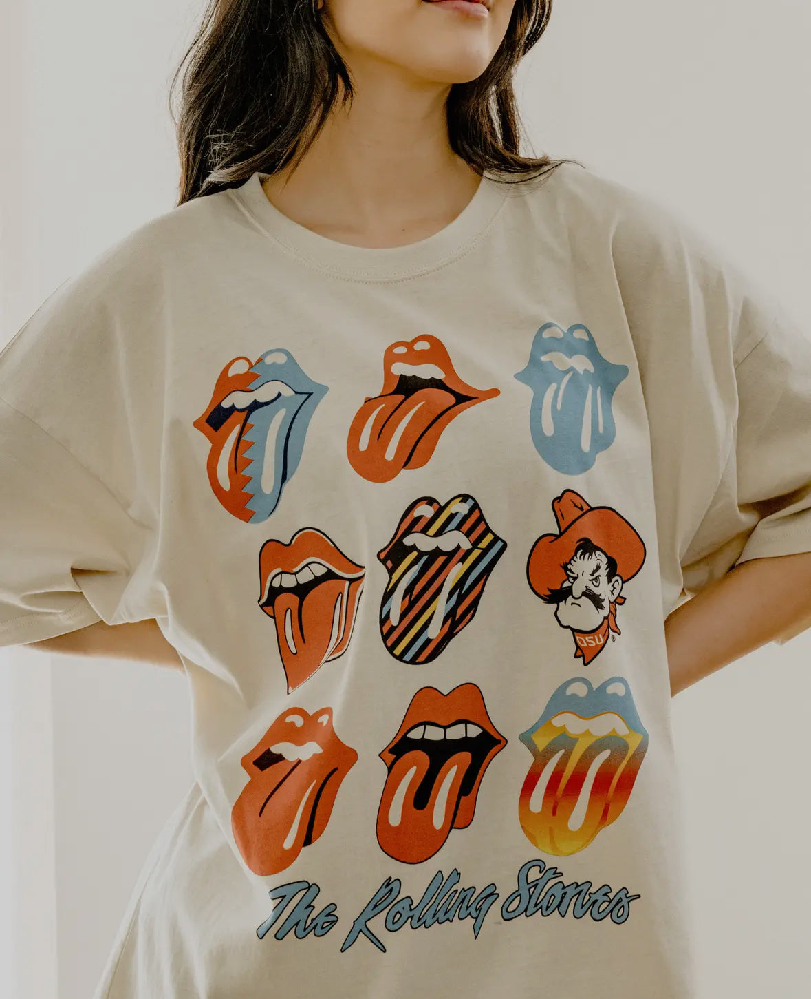Licensed Rolling Stones OSU Cowboys Licks Over Time One Size Tee