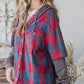 Oversized Mineral Washed Plaid Hoodie Jacket