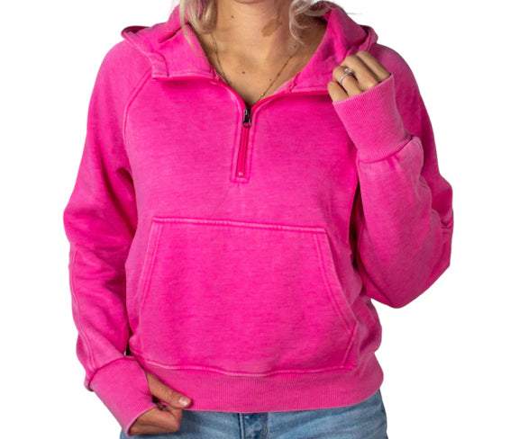 Half Zip Wash Hoodie