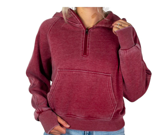 Half Zip Wash Hoodie