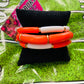 Orange & White Bracelet Set