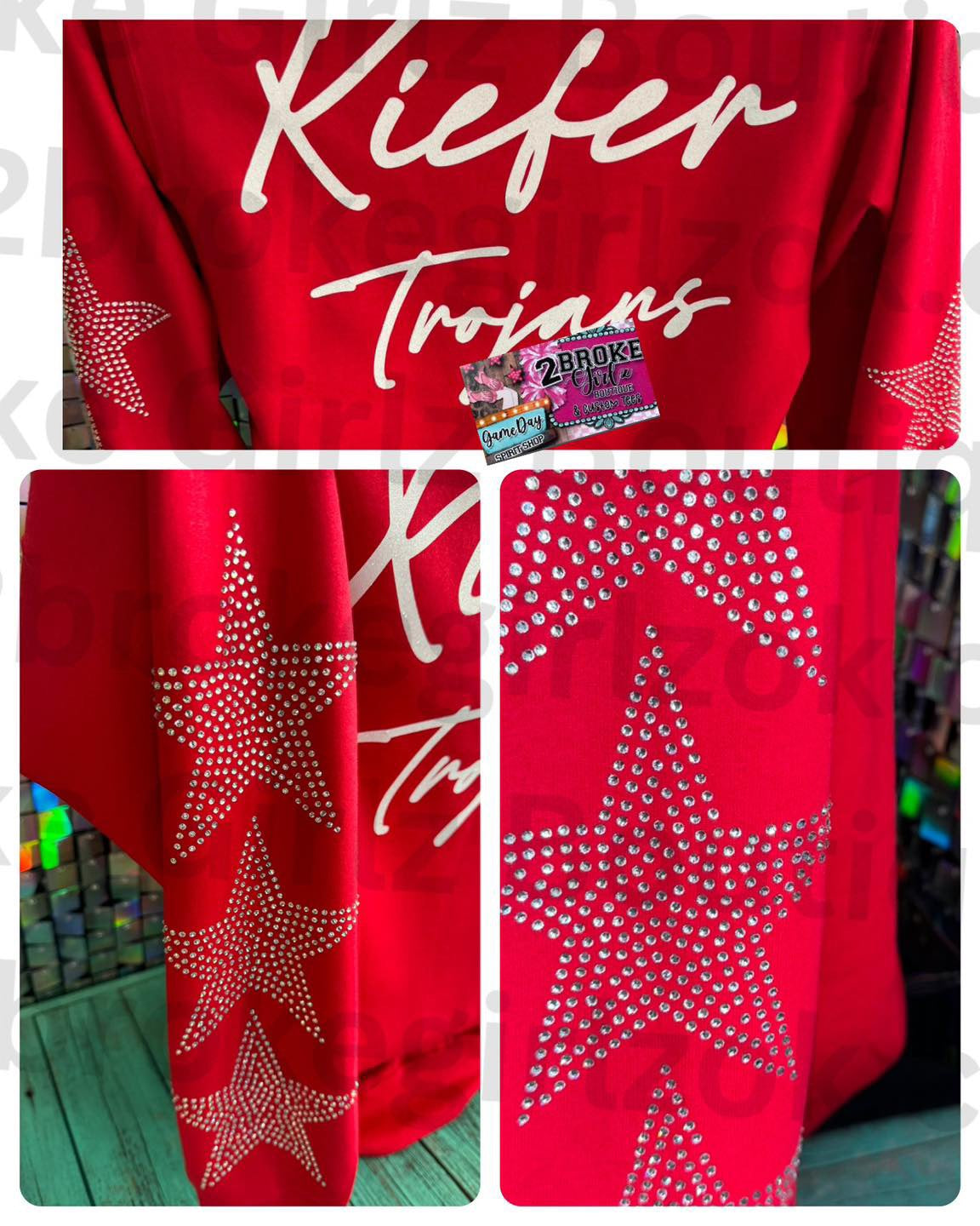 Kiefer Trojans Rhinestone Crewneck