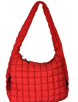 Puffer Quilted Handbag - Red